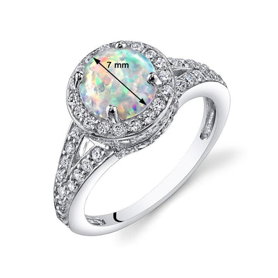 White Opal Ring Sterling Silver Round Shape 1.25 Carats