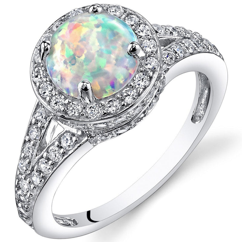 White Opal Ring Sterling Silver Round Shape 1.25 Carats