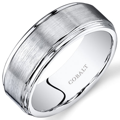 Flat Brushed Top 8mm Mens Cobalt Wedding Band Ring sizes 7-14 SR11184