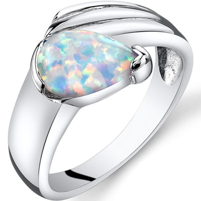 Opal Eventides Ring Sterling Silver Tear Drop Sizes 5 to 9