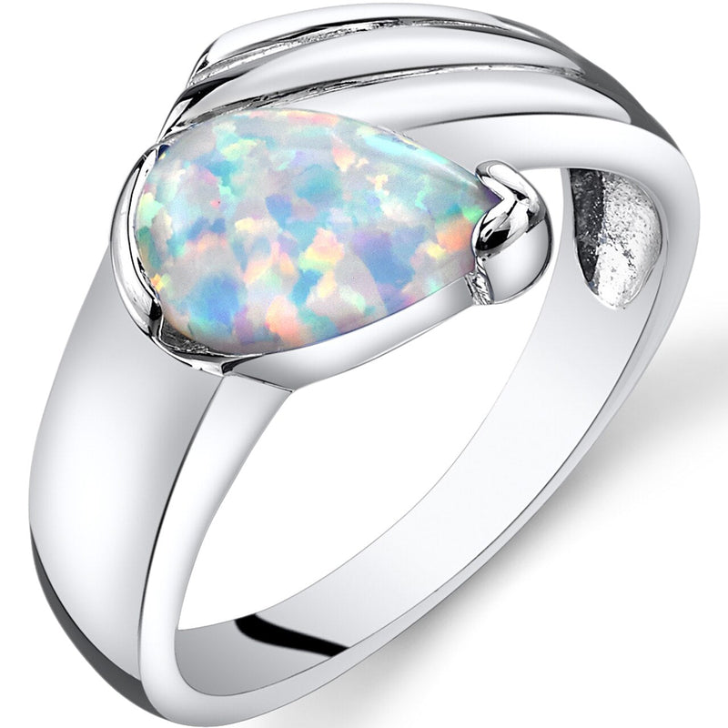 Opal Eventides Ring Sterling Silver Tear Drop Sizes 5 to 9