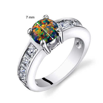 Black Opal Mezzo Channel Ring Sterling Silver 1.00 Carats Sizes 5 to 9