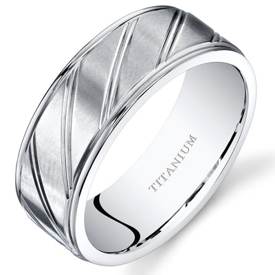 Mens Titanium Band 8mm Matte Finish Size 8