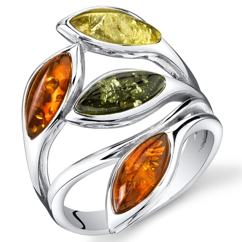 Baltic Amber Ring Sterling Silver Cherry Olive Honey Cognac Sizes 5-9