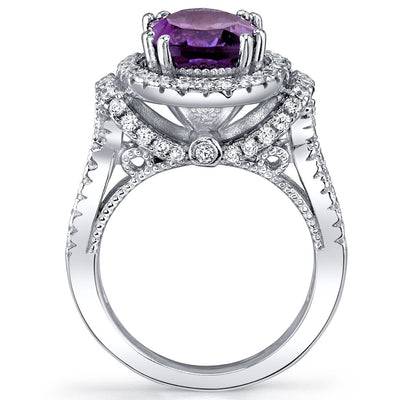 Amethyst Gallery Ring Sterling Silver Oval Shape 2.25 Carats Sizes 5 to 9