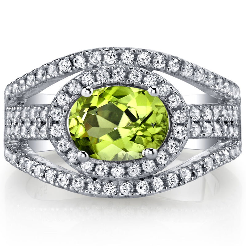 Peridot Oval Cut Sterling Silver Ring Size 5