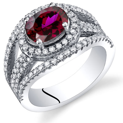 Created Ruby Oval Cut Sterling Silver Ring Size 8