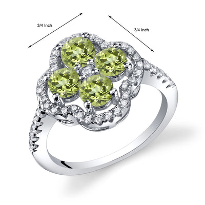 Peridot Round Cut Sterling Silver Ring Size 5