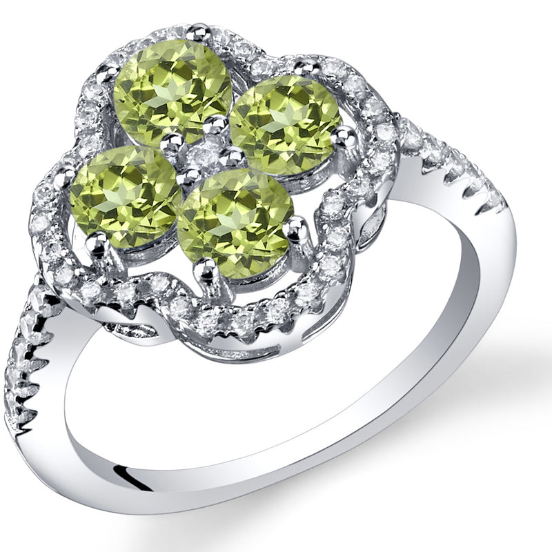 Peridot Round Cut Sterling Silver Ring Size 9