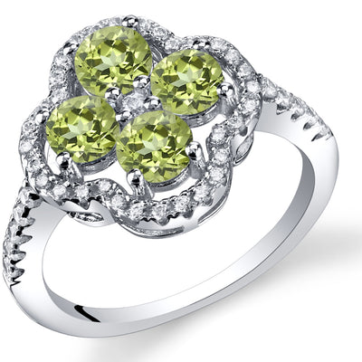 Peridot Round Cut Sterling Silver Ring Size 8