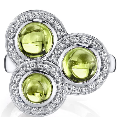 Peridot Trinity Ring Sterling Silver 3 carats Sizes 5 to 9