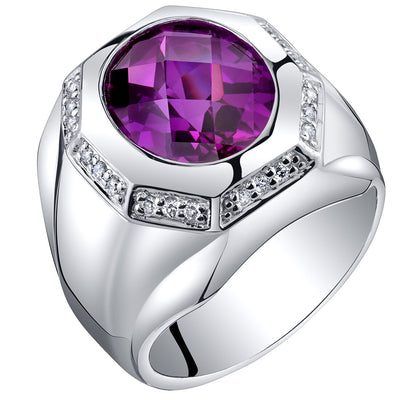 Men's 5.50 Carats Purple Sapphire Ring  Oval Shape Sterling Silver