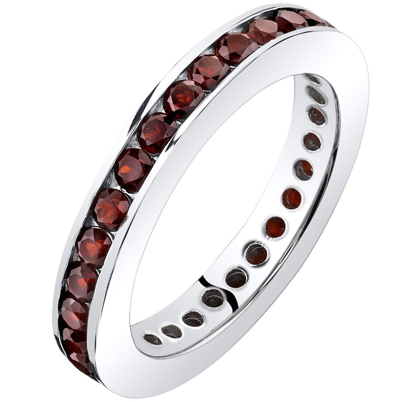 Garnet Eternity Band Ring Sterling Silver 1.00 Carats Sizes 5-9