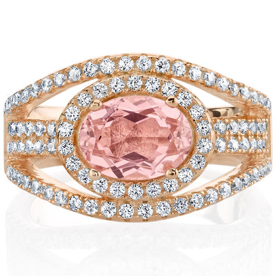 Simulated Morganite Rose-Tone Sterling Silver Serenity Ring 1.50 Carats Sizes 5 to 9