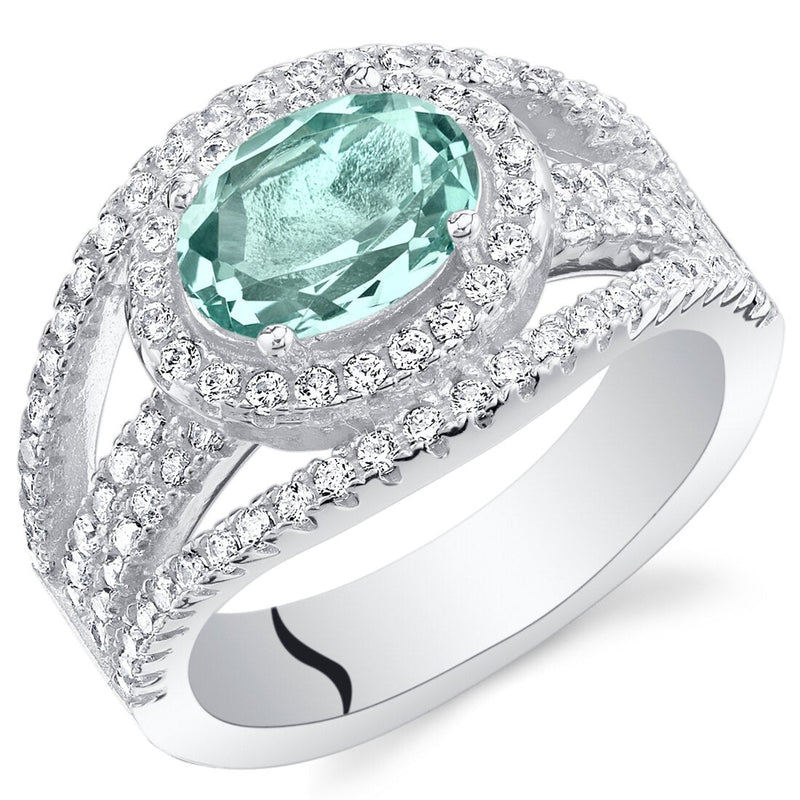 Simulated Paraiba Tourmaline Sterling Silver Serenity Ring 1.50 Carats Sizes 5 to 9