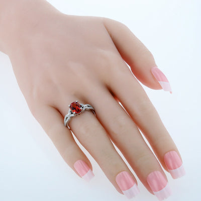 Created Padparadscha Sapphire Sterling Silver Forever Ring 2.50 Carats Sizes 5 to 9