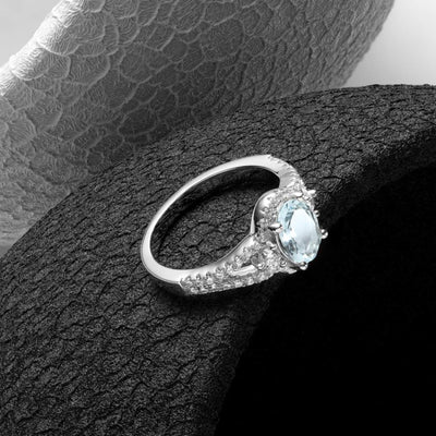 Aquamarine Sterling Silver Keepsake Ring 1 Carat Sizes 5 to 9