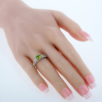 Heart Shape Peridot Soulmate Ring Sterling Silver 1.25 Carats