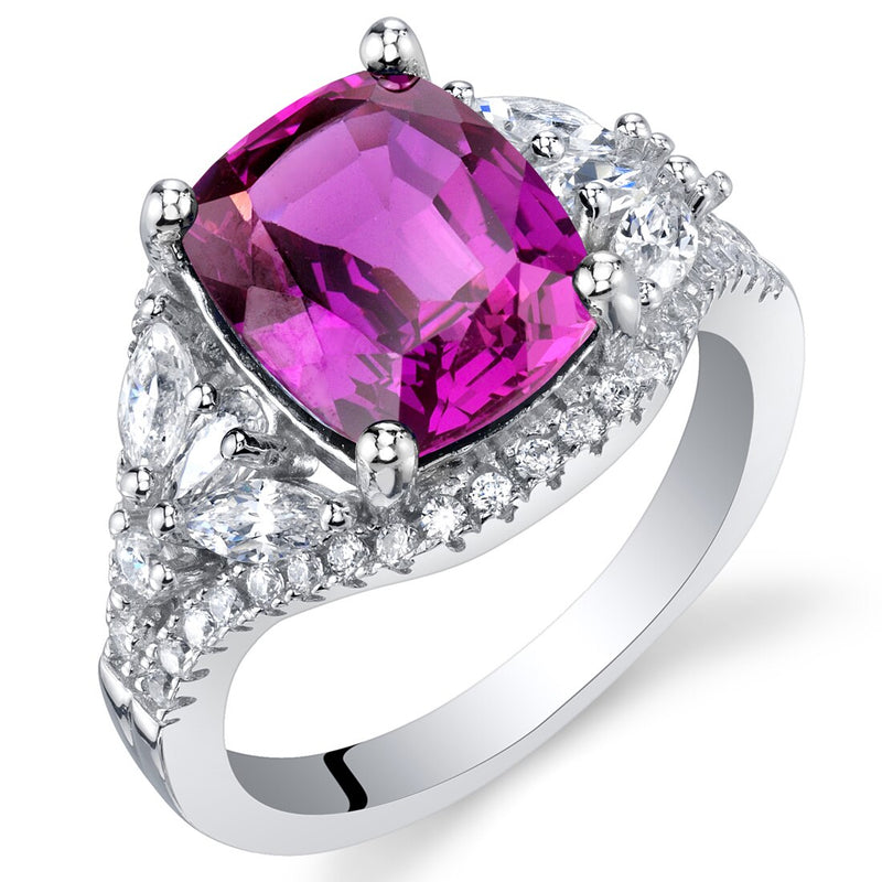 Cushion Cut Purple Sapphire Legacy Ring Sterling Silver 4 Carats