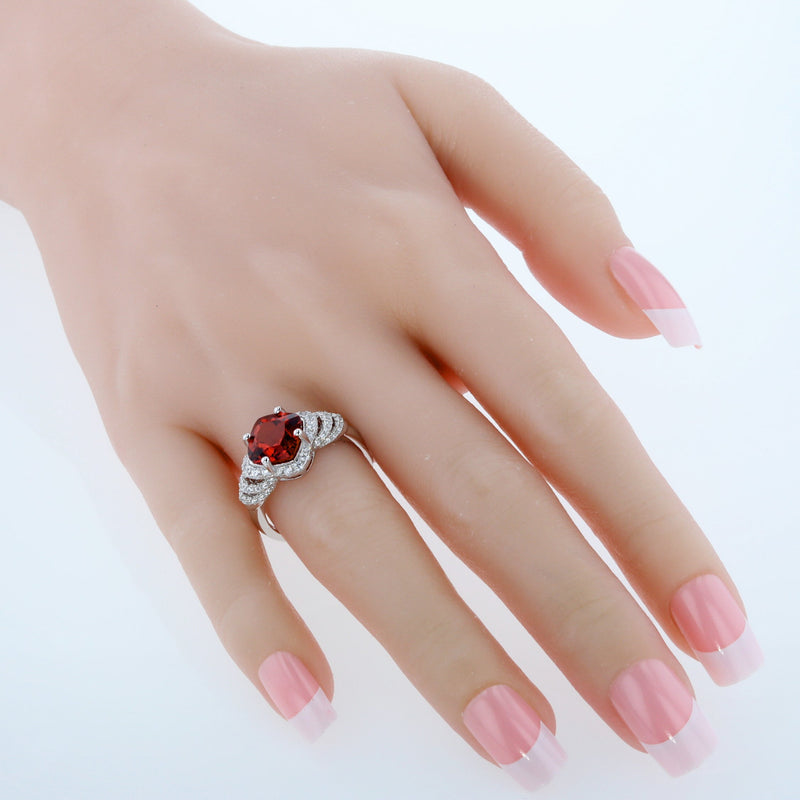 Created Padparadscha Cushion Cut Sterling Silver Ring Size 8