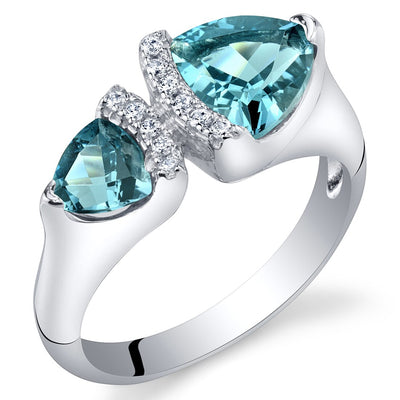 Trillion Shape London Blue Topaz 2-Stone Ring Sterling Silver 1 Carat