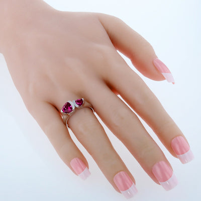 Trillion Shape Ruby 2-Stone Ring Sterling Silver 1.50 Carats