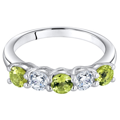 Peridot Round Cut Sterling Silver Band Size 5