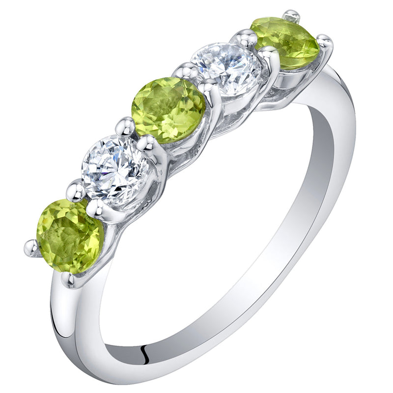 Peridot Round Cut Sterling Silver Band Size 5