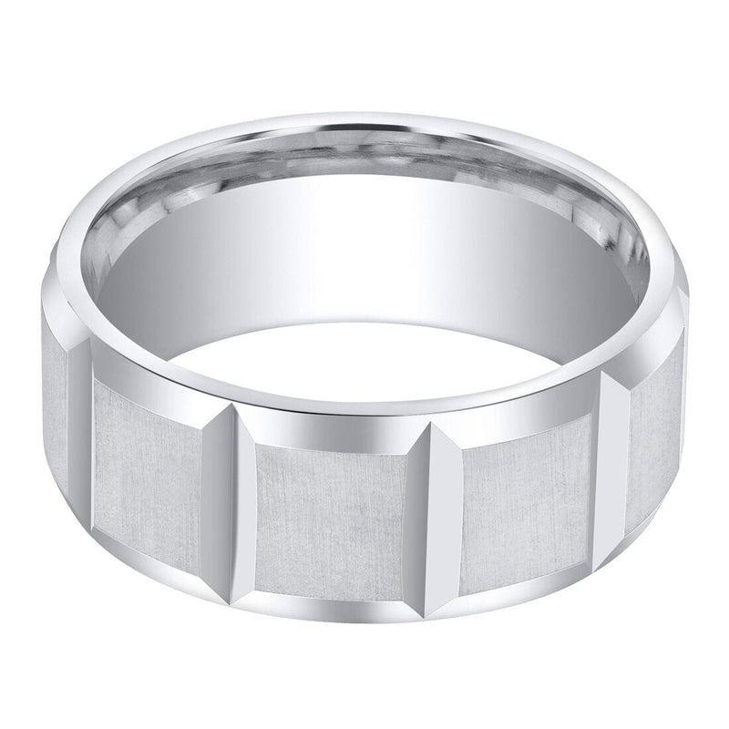 Mens Sterling Silver Delta Wedding Ring Band In Brushed Satin 8Mm Comfort Fit Sizes 8 To 14 Sr11890 alternate view and angle