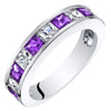 Princess Cut Amethyst Half-Eternity Ring Band Sterling Silver 1 Carat Total