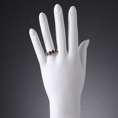 Sterling Silver Oval Cut Garnet Anniversary Ring Band 2 25 Carats Sizes 5 To 9 Sr11950 on a model