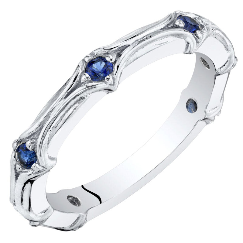 Blue Sapphire Contoured Stackable Ring Sterling Silver