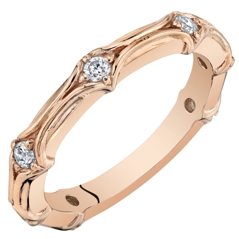 Cubic Zirconia Contoured Stackable Ring Rose-Tone Sterling Silver