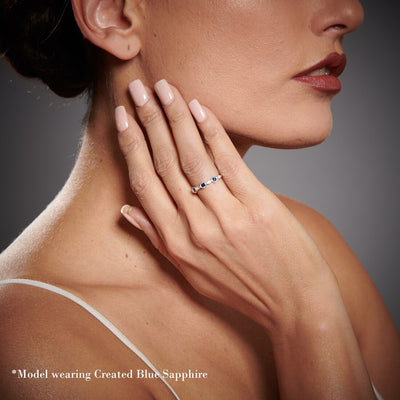 Cubic Zirconia Marquise And Round Stackable Ring Band In Rose Tone Sterling Silver Sr11996 on a model