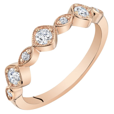 Cubic Zirconia Marquise and Round Stackable Ring Band Rose-Tone Sterling Silver