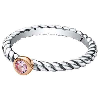 Created Pink Sapphire Cable Rope Design Stackable Ring In Sterling Silver Sizes 5 To 9 Sr12000 alternate view and angle