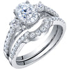 1.50 Carat Moissanite Oval Cut Engagement Ring and Wedding Band Bridal Set in Sterling Silver SR12062