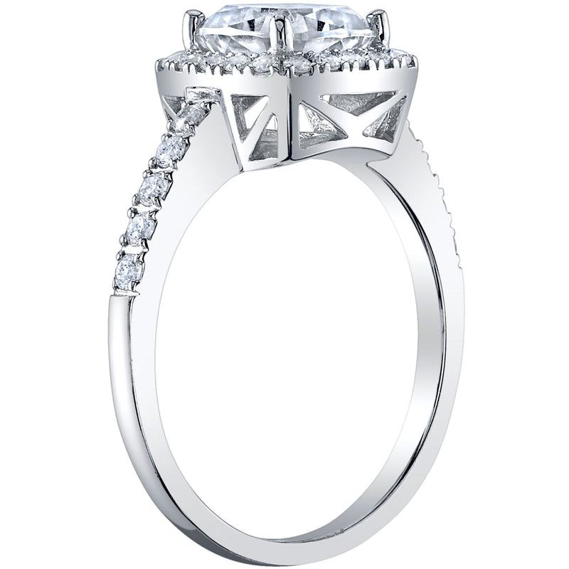 2 Carat Moissanite Cushion Cut Halo Engagement Ring and Wedding Band Bridal Set in Sterling Silver SR12064