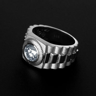 Moissanite Men's Ring Sterling Silver 2 Carats