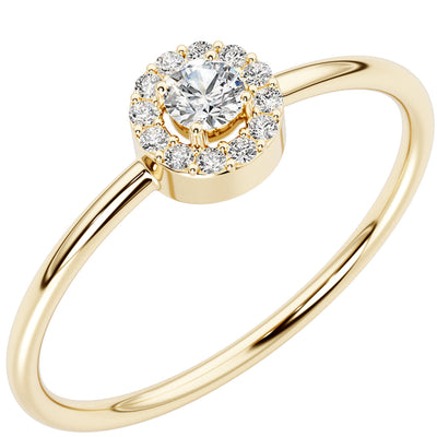 Diamond Stellar Bloom Stackable Ring 14K Yellow Gold Plated Sterling Silver