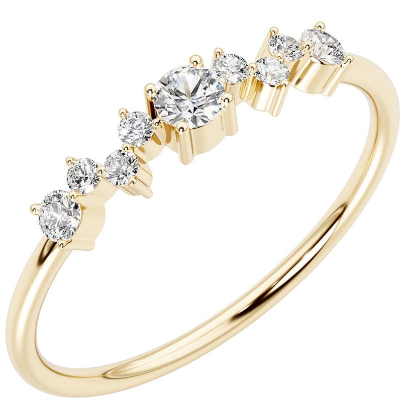 Diamond Stardust Stackable Ring 14K Yellow Gold Plated Sterling Silver