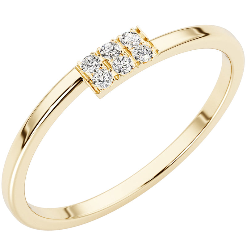 Diamond Glacial Bar Stackable Ring 14K Yellow Gold Plated Sterling Silver