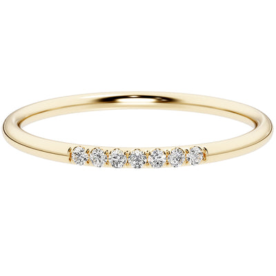 Diamond 7-Stone Orion Ring Band 14K Yellow Gold Plated Sterling Silver