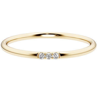 Diamond 3-Stone Orion Ring Band 14K Yellow Gold Plated Sterling Silver