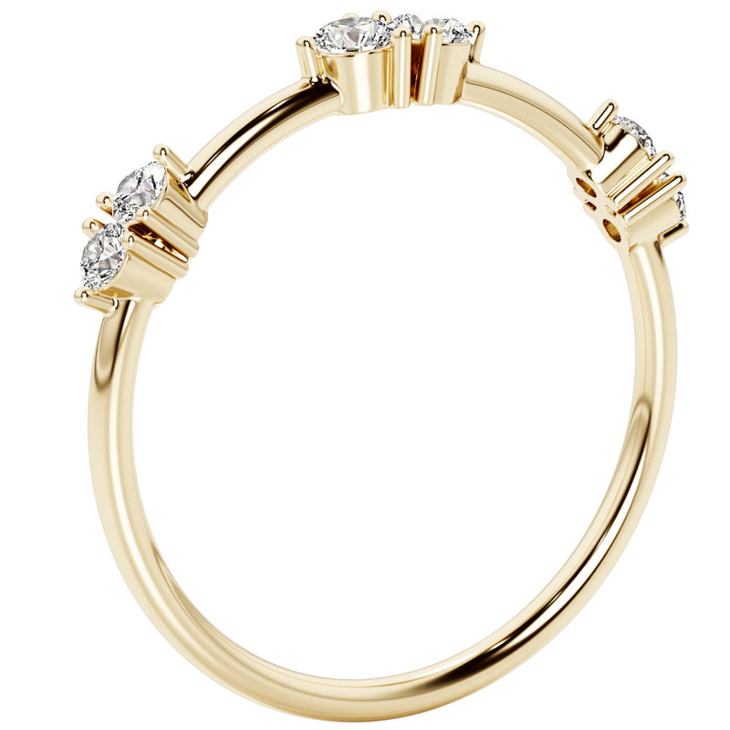 Diamond Station Stackable Ring 14K Yellow Gold Plated Sterling Silver