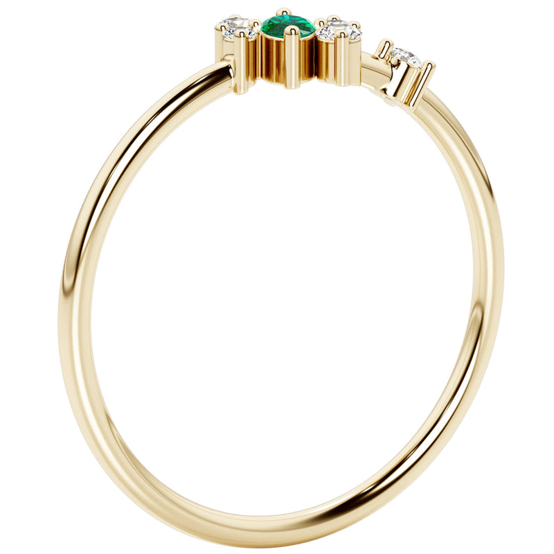 Emerald and Diamond Sweetsash Stackable Ring 14K Yellow Gold Plated Sterling Silver