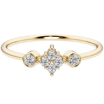 Diamond Snowflake Stackable Ring 14K Yellow Gold Plated Sterling Silver