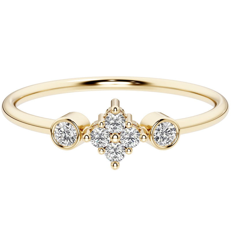 Diamond Snowflake Stackable Ring 14K Yellow Gold Plated Sterling Silver