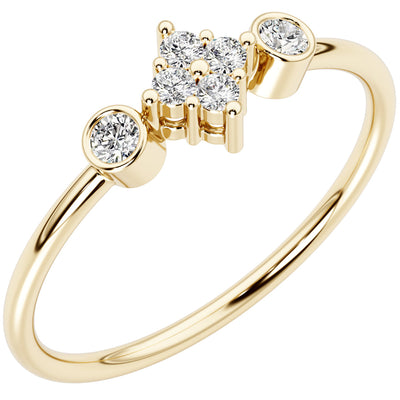 Diamond Snowflake Stackable Ring 14K Yellow Gold Plated Sterling Silver