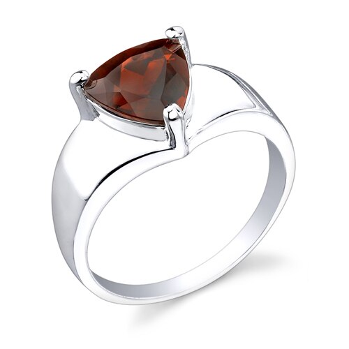 Garnet Sterling Silver Ring Trillion Cut 2.25 cts